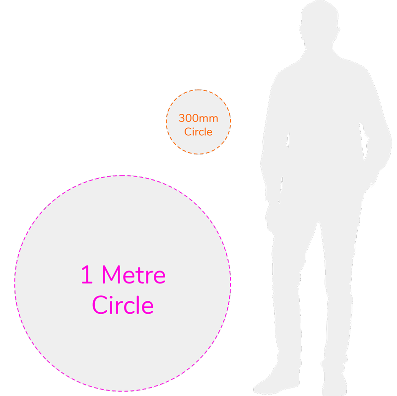 Vinyl Floor Circular Sticker size chart - Circle floor stickers