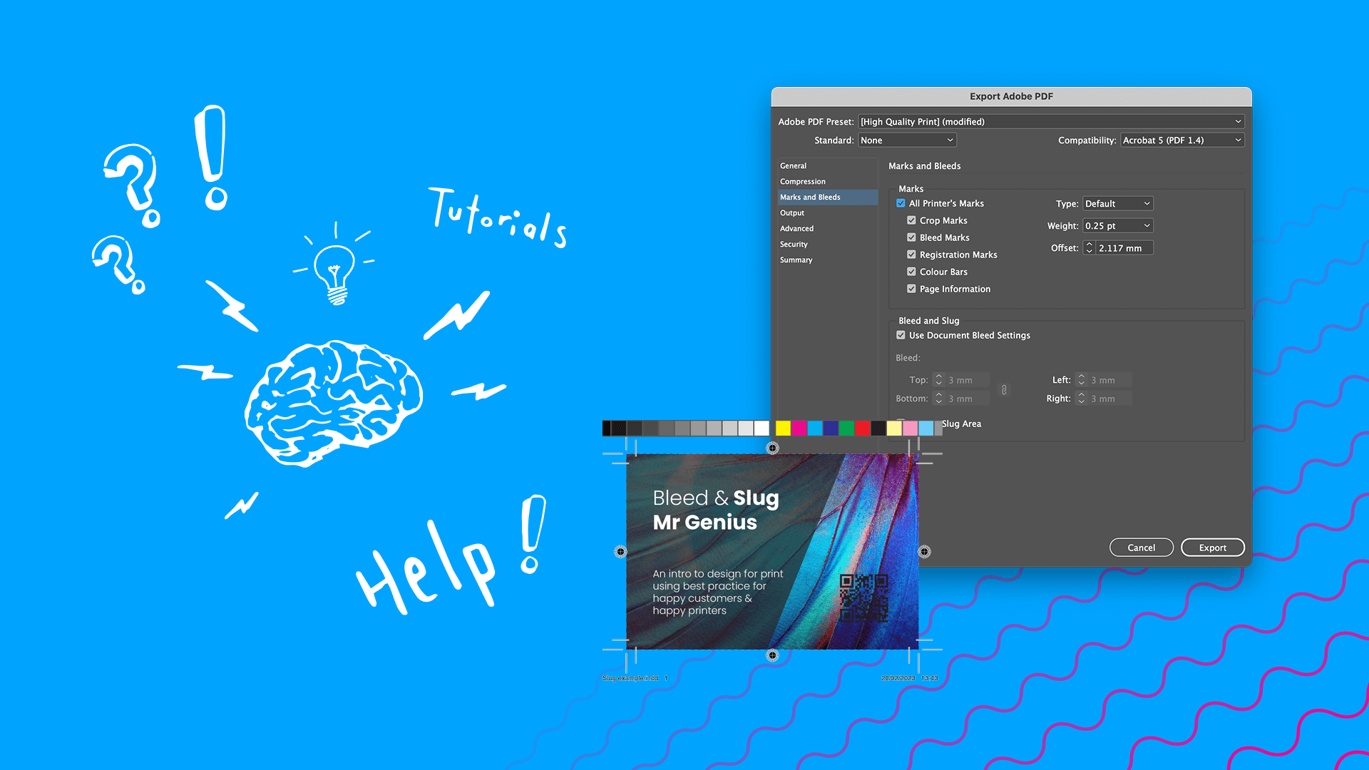 Design for print: printer marks - bleed crop slug